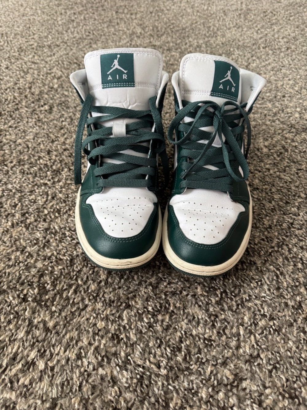 Jordan High-Top Sneakers in White and Dark Green